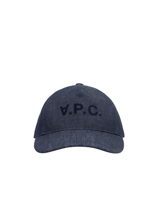 A.P.C. Blue Logo-Printed Denim Baseball Cap