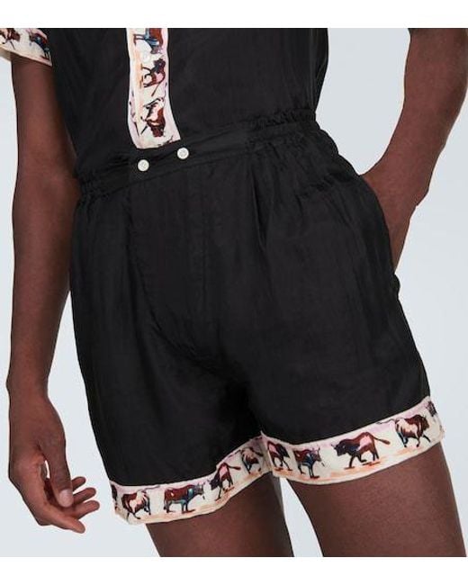 Bode Black Taureau Printed Silk Boxers for men