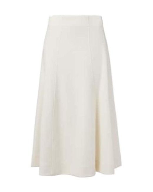 Jil Sander White Knitted Midi Skirt