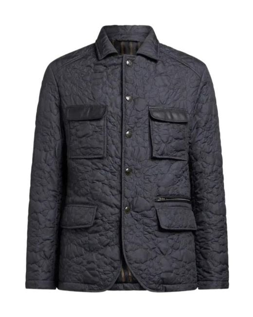 Etro Black Quilted Jacket With Pockets for men