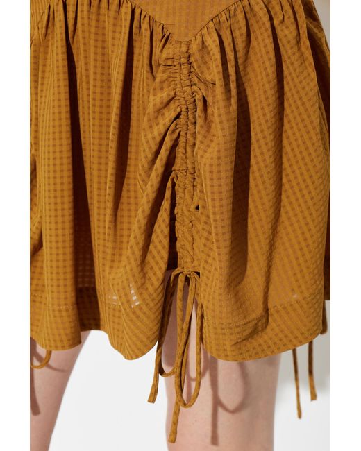 AllSaints Natural Pleated Midi Skirt