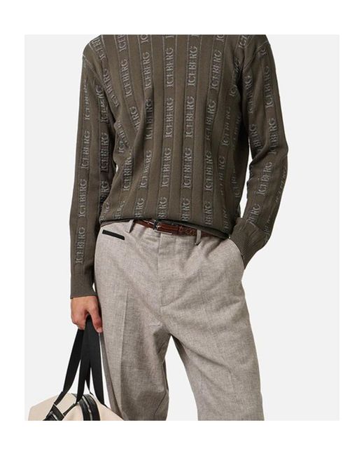 Iceberg Gray All-Over Logo Knitted Sweater for men