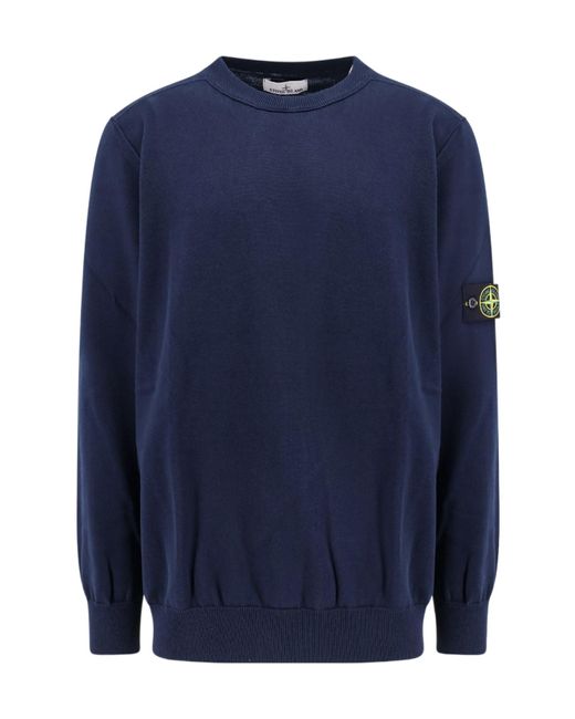 Stone Island Blue Compass Patch Crewneck Jumper for men