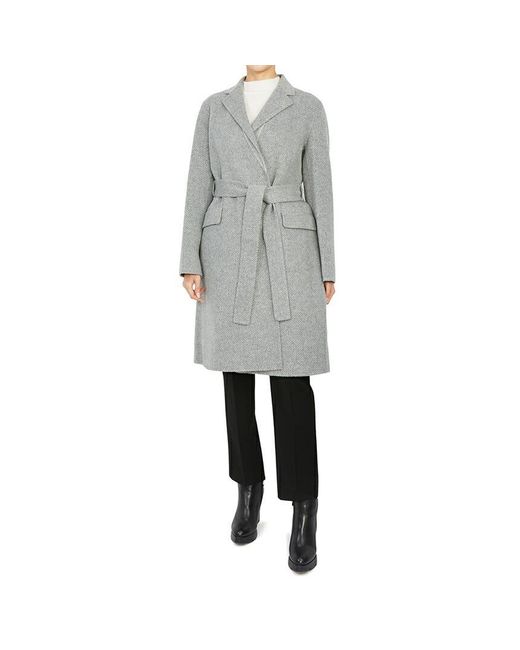 Theory Gray Belted Wool Coat