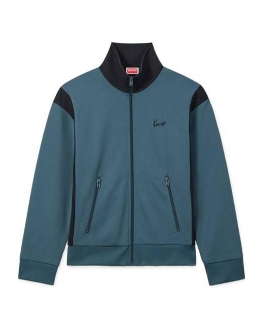 KENZO Blue Logo Zip-Up Sweatshirt for men