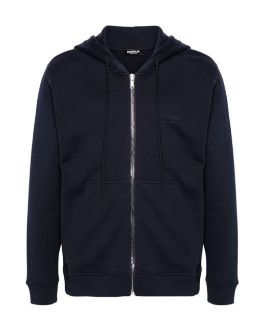 Dondup Blue Logo Print Zip-Up Hoodie for men