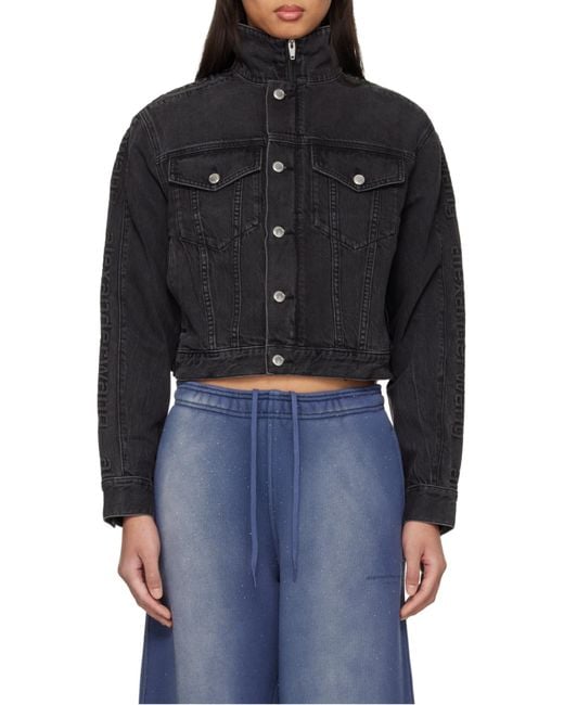 Alexander Wang Black Zip-Up Denim Jacket