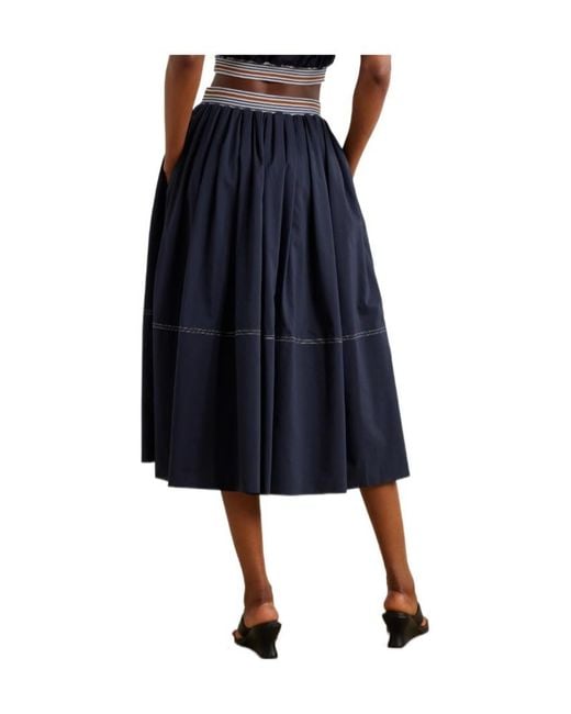Veronica Beard Blue Evelina Pleated Skirt