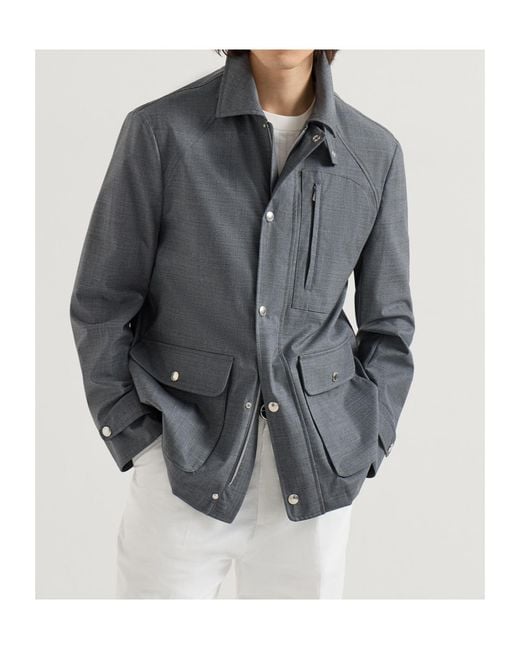 Brunello Cucinelli Gray Wool Jacket for men