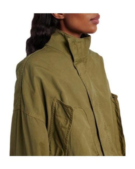 The Attico Green Casual Stand-Up Collar Jacket