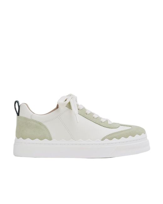 Chloé White Low Lace-Up Sneakers