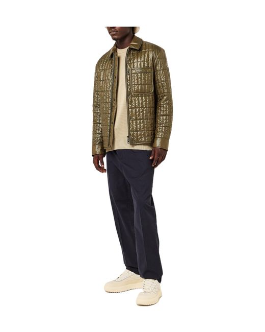 Moncler Green Quilted Check Overshirt Jacket for men