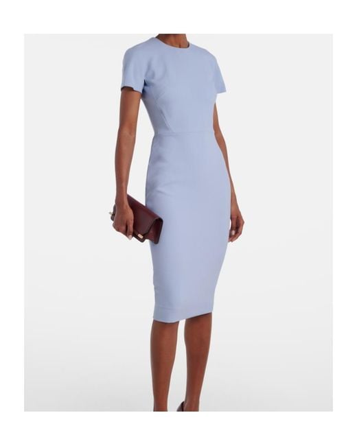Victoria Beckham Blue Short Sleeve Dress