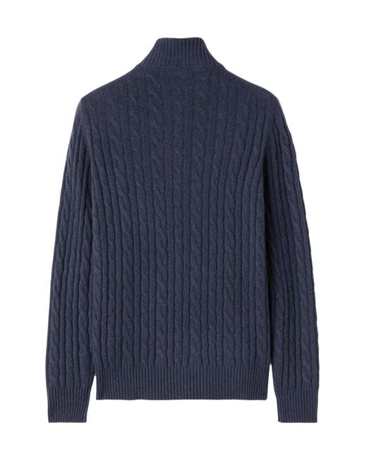 Loro Piana Blue Zipped Turtleneck Knit Jumper for men