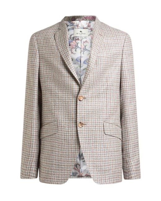 Etro Gray Long-Sleeved Suit Jacket for men