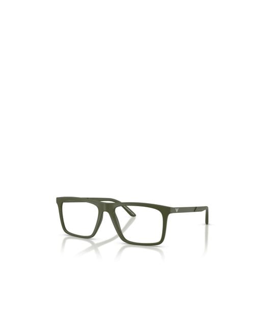 Emporio Armani Metallic Rectangular Frame Glasses for men