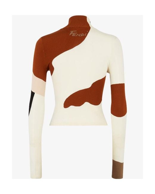 Fendi Brown Multicolour Viscose Jumper