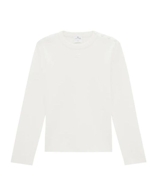 Courreges White Crew Neck Knitted Sweater for men
