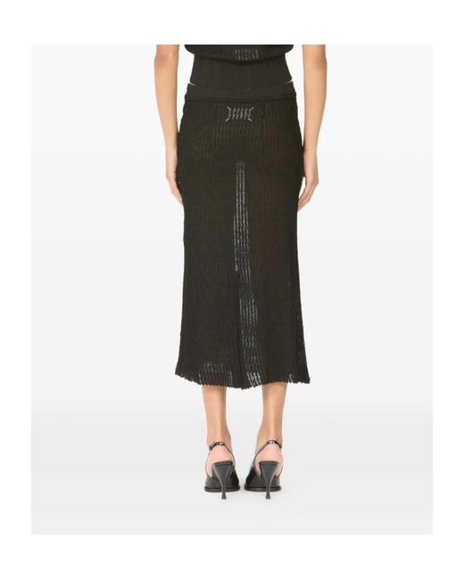 Maison Margiela Black Ribbed Knit Midi Skirt