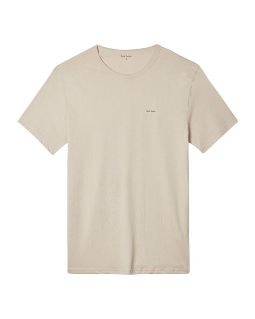 Paul Smith White Logo Crew Neck T-Shirt for men