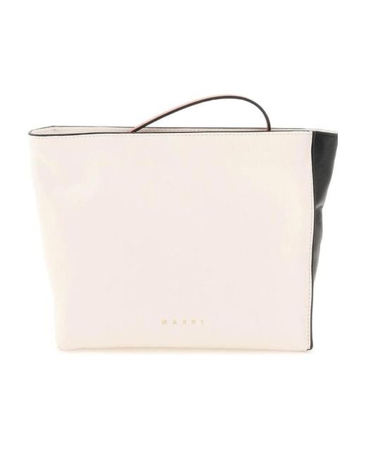 Marni Natural Logo-Print Detail Clutch Bag