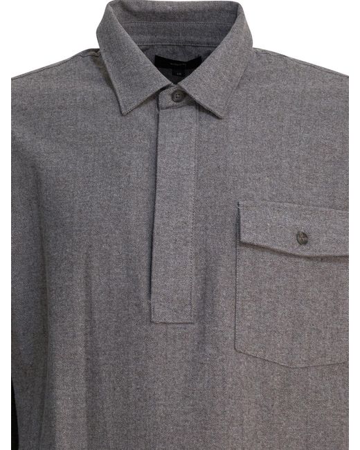 Vince Gray Herringbone Long-Sleeve Shirt for men