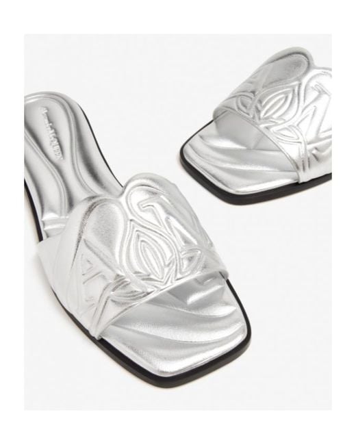 McQueen White Slip-On Flat Sandals