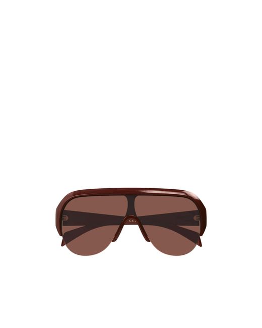 Gucci Brown Eyewear Shield Frame Sunglasses