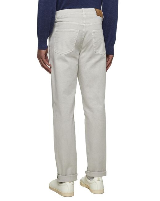 Brunello Cucinelli Gray Logo Patch Straight-Leg Jeans for men
