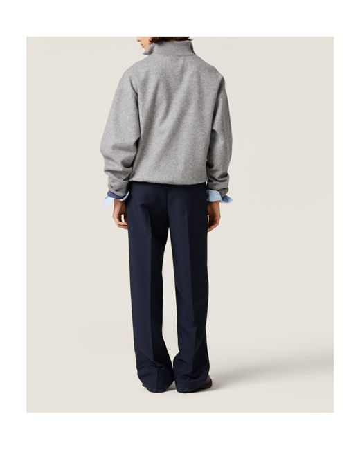 Miu Miu Gray Cashmere And Jersey Zipper Cardigan