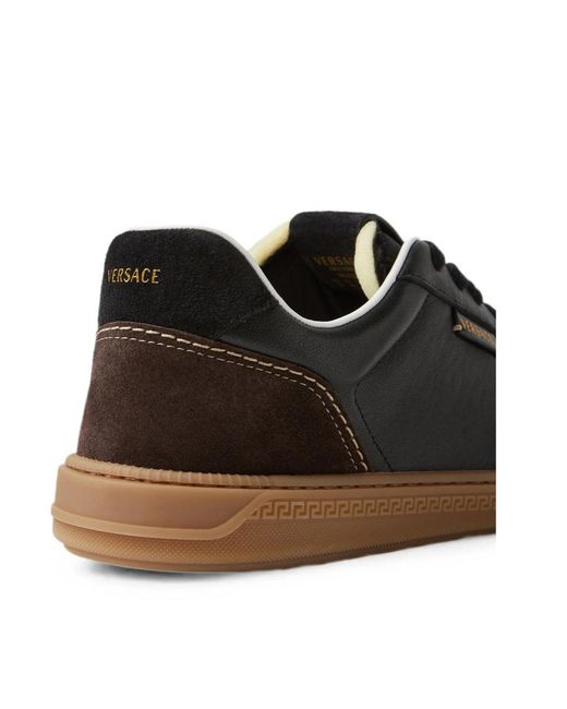 Versace Black Logo-Detail Low-Top Sneakers for men