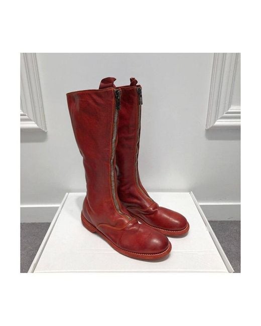 Guidi 410 Front Zipper High Boots in Red | Lyst