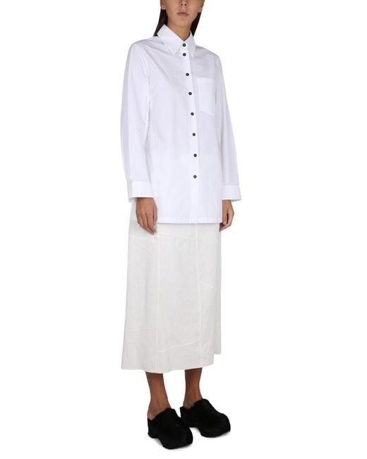 Jil Sander White Buttoned Long-Sleeved Shirt