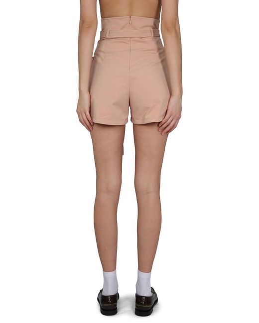 Philosophy Di Lorenzo Serafini Pink High-Waist Belted Shorts