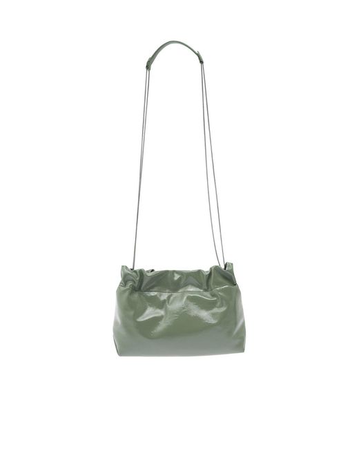 Brunello Cucinelli Green Logo-Printed Chain-Linked Shoulder Bag