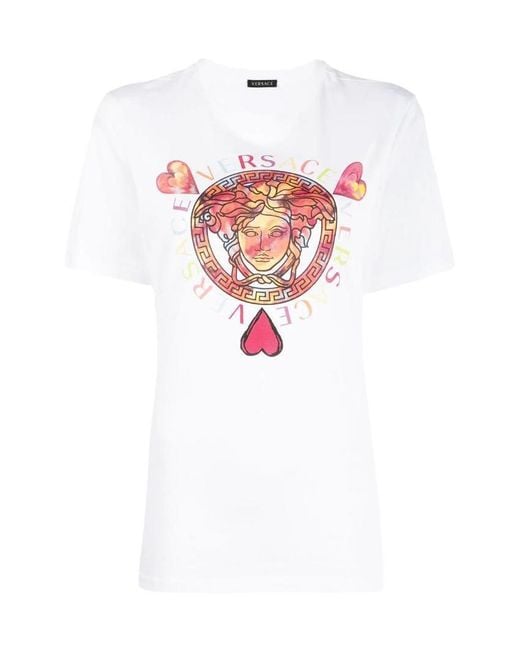Versace White Pattern Printed T-Shirt