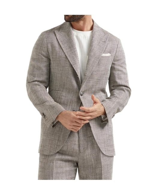 Brunello Cucinelli Gray Chevron Blazer for men