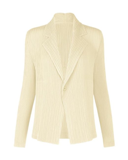 Issey Miyake Natural Pleated Single-Breasted Blazer