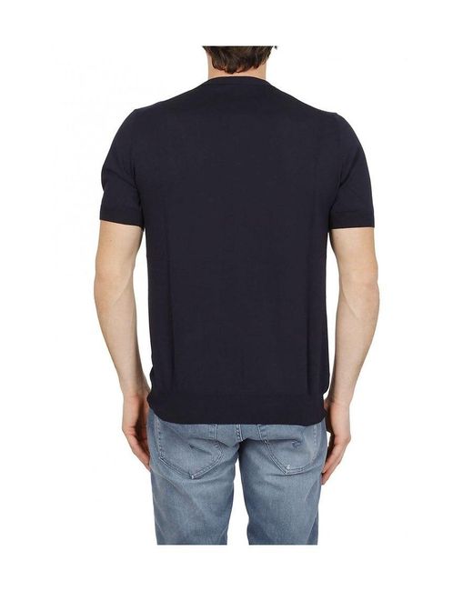 Paolo Pecora Blue Short-Sleeve Knitted Top for men