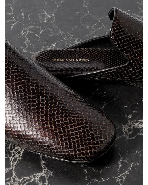 Dries Van Noten Black Round-Toe Mules