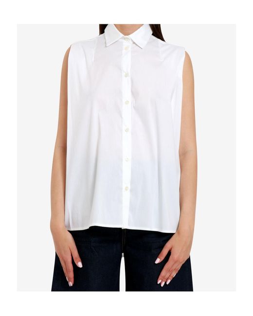 Semicouture White Button-Down Sleeveless Shirt