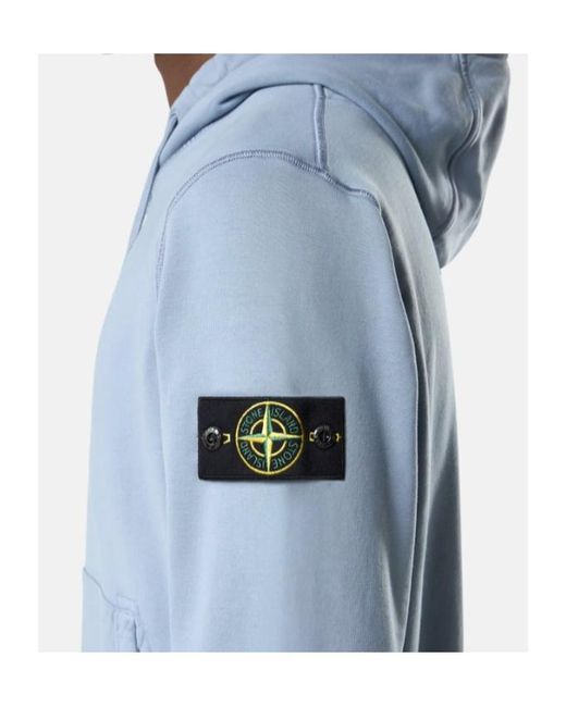 Stone Island Blue Logo Patch Drawstring Hoodie for men