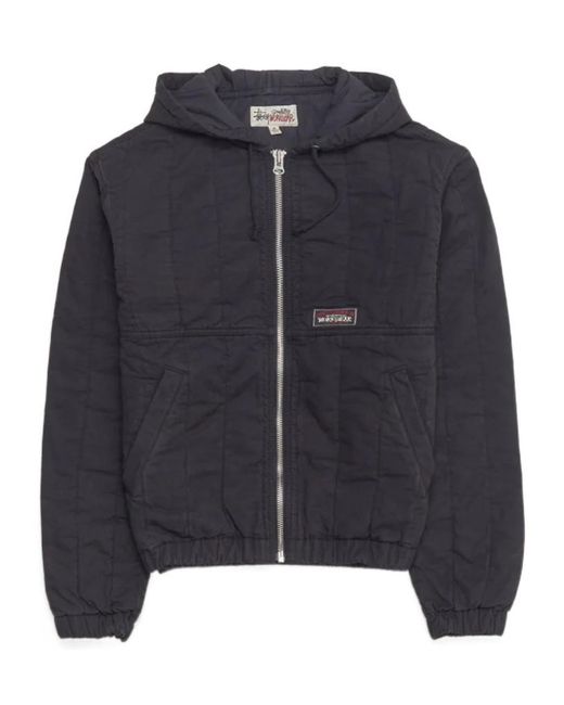 Stussy Blue Stüssy Quilted Canvas Hooded Jacket for men