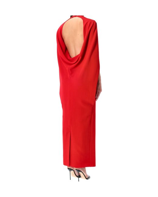 Alberta Ferretti Red Cape Draped Gown
