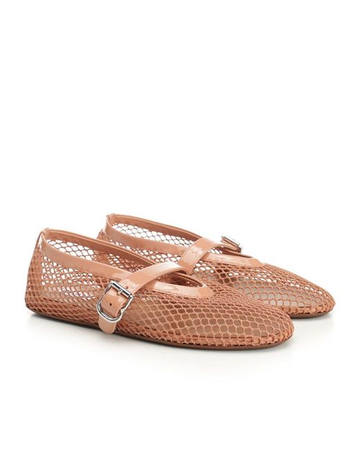 Alaïa Pink Alaïa Fishnet Ballet Flats
