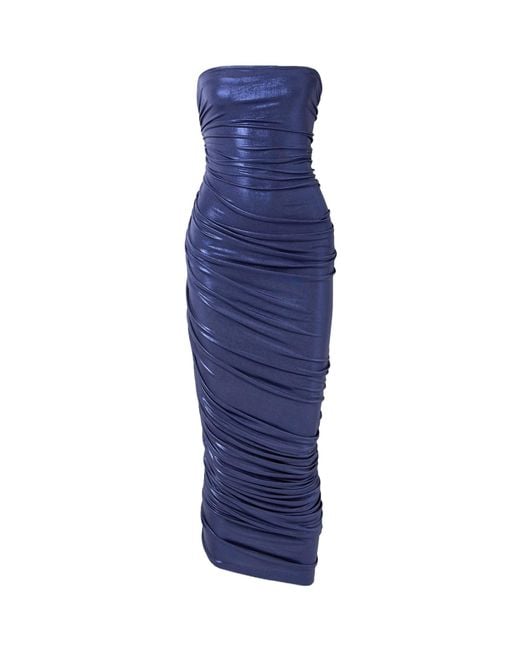 Norma Kamali Blue Diana Strapless Gown
