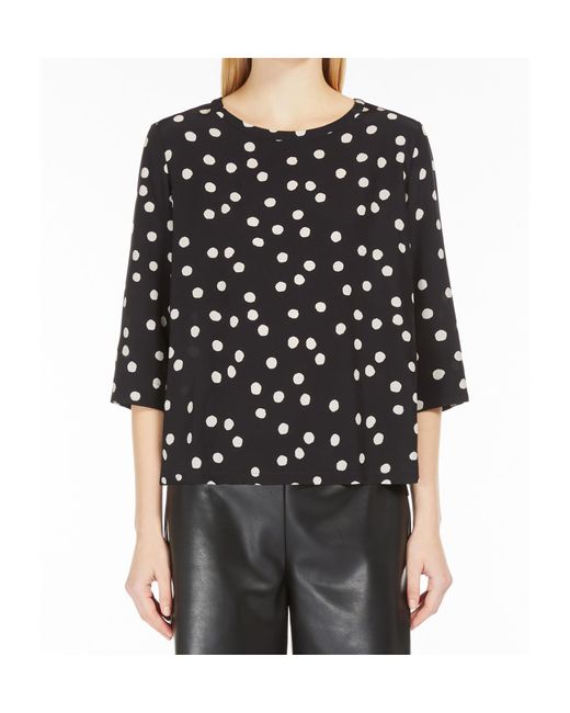 Max Mara Black 'S All-Over Dot Printed Crewneck Top