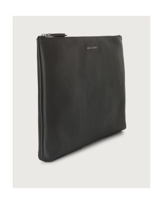 Orciani Black Logo Lettering Zipped Document Holder for men