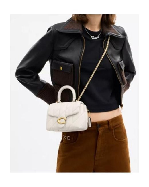 COACH White Tabby Top Handle Bag With Quilting