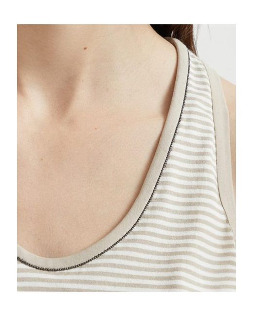 Brunello Cucinelli Gray Striped Tank Top